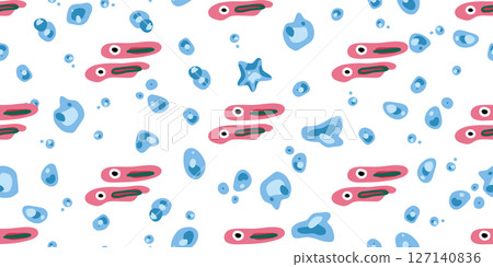 Cute Fish Pair Seamless Pattern 127140836