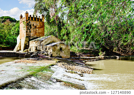 Algarrobo flour mill next to the banks of the Guadaira River, within Oromana Park in Alcala de Guadaira, Seville Algarrobo flour mill next to the banks of the Guadaira River, within Oromana Park in Alcala de Guadaira, Seville 127140890