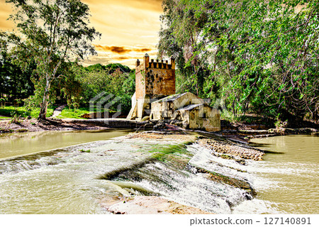 Algarrobo flour mill next to the banks of the Guadaira River, within Oromana Park in Alcala de Guadaira, Seville 127140891