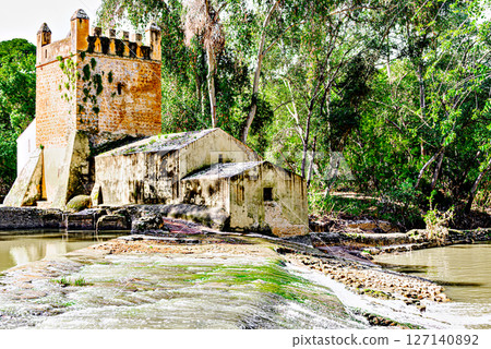 Algarrobo flour mill next to the banks of the Guadaira River, within Oromana Park in Alcala de Guadaira, Seville 127140892