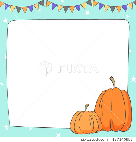 Halloween Day Square Frame Illustration with Pumpkin Halloween Day Square Frame Illustration with Pumpkin 127140995
