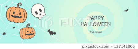 Halloween Day horizontal banner illustration 127141006