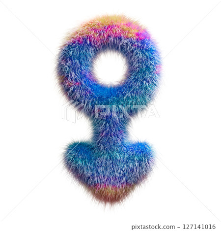 Vibrant Fur Textured Symbol with Bright Colors on White Background 127141016
