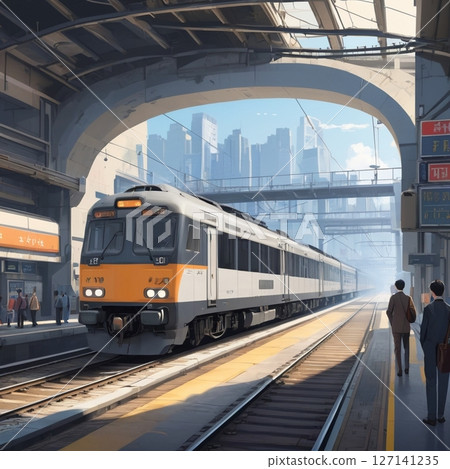 Platform and running train 127141235