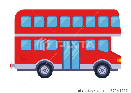 Red double decker english public bus. 127141312