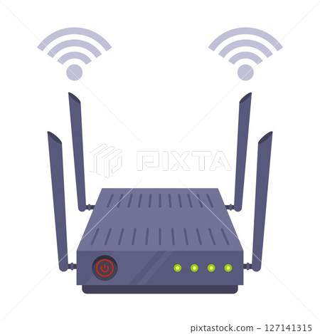 Black Wi-Fi router distributing internet at home. 127141315
