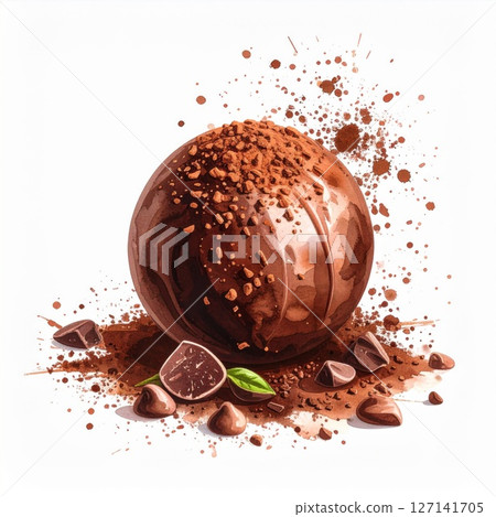 Dark Chocolate Truffle with Cocoa Powder and Fig 127141705
