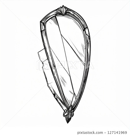 Antique Ornate Cracked Mirror Drawing 127141969