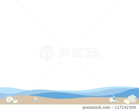 Simple frame illustration of waves and shells 127142309