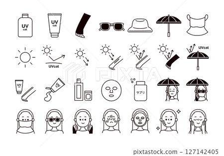 曬傷圖示插圖集 曬傷圖示插圖集 127142405