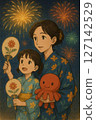 Fireworks and parent and child 127142529