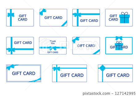 Set of summer gift cards designs with ribbons 127142995