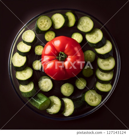 黃瓜片和紅番茄 黃瓜片和紅番茄 127143124