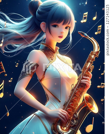 有薩克斯風的漂亮女人 127143125