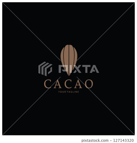 cocoa logo,cocoa bean,cocoa tree,cocoa branches and leaves,chocolate mix on white background,vintage,modern,simple,minimalist icon illustration template design vector 127143320
