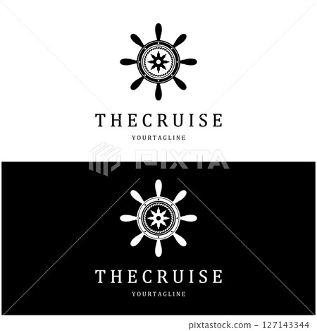 The cruise logo,ship steering logo, boat, yacht, rope, maritime, anchor. Logo for business, sailor, sailing, tourism The cruise logo,ship steering logo, boat, yacht, rope, maritime, anchor. Logo for business, sailor, sailing, tourism 127143344
