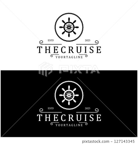 The cruise logo,ship steering logo, boat, yacht, rope, maritime, anchor. Logo for business, sailor, sailing, tourism The cruise logo,ship steering logo, boat, yacht, rope, maritime, anchor. Logo for business, sailor, sailing, tourism 127143345
