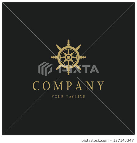 The cruise logo,ship steering logo, boat, yacht, rope, maritime, anchor. Logo for business, sailor, sailing, tourism 127143347