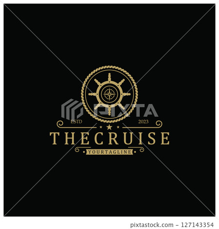 The cruise logo,ship steering logo, boat, yacht, rope, maritime, anchor. Logo for business, sailor, sailing, tourism The cruise logo,ship steering logo, boat, yacht, rope, maritime, anchor. Logo for business, sailor, sailing, tourism 127143354