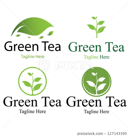 Tea cup logo vector design.Green tea vector logo template. 127143395