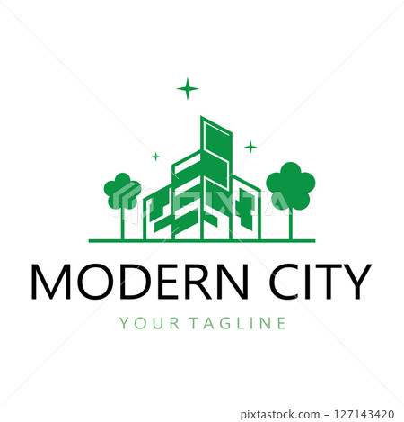modern city, advanced city logo, environmentally friendly, advanced technology, future buildings 127143420