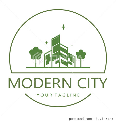 modern city, advanced city logo, environmentally friendly, advanced technology, future buildings 127143423