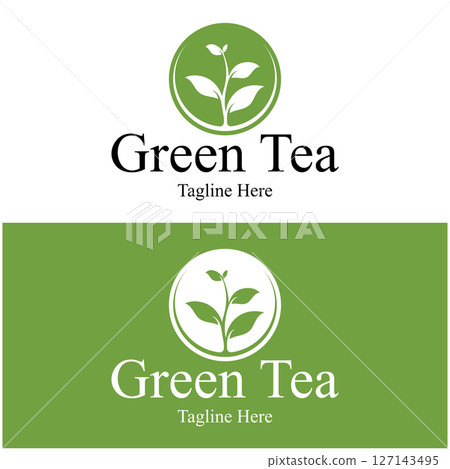 Tea cup logo vector design.Green tea vector logo template. 127143495
