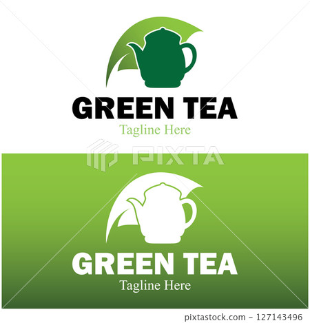 Tea cup logo vector design.Green tea vector logo template. 127143496