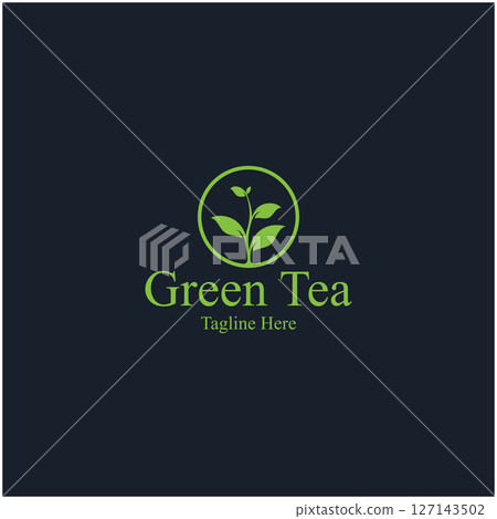 Tea cup logo vector design.Green tea vector logo template. Tea cup logo vector design.Green tea vector logo template. 127143502