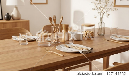 Plastic-free living: Bamboo and glass dishes 127143532