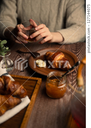 Table photo with croissants 127144075