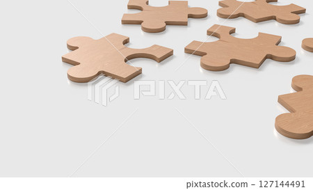 The Wood Jigsaw on white Background 3d Rendering. The Wood Jigsaw on white Background 3d Rendering. 127144491