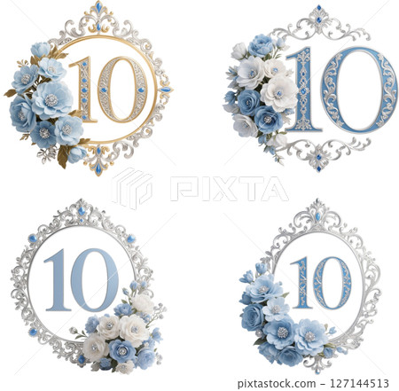 10號藍色花朵裝飾 127144513
