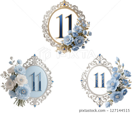 11號飾有藍色花朵 127144515