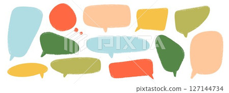 Colored hand drawn speech bubble collection. Playful Doodled marker dialog box set. Scribbled textured comic talk frames. Bright sketched chat box pack. Different balloon text box bundle. Vector Colored hand drawn speech bubble collection. Playful Doodled marker dialog box set. Scribbled textured comic talk frames. Bright sketched chat box pack. Different balloon text box bundle. Vector 127144734