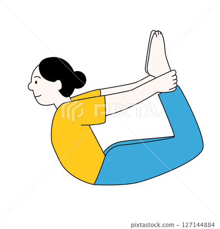 做瑜伽弓姿勢的女人 127144884