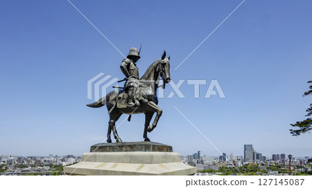 Aoba Castle ruins and the statue of Date Masamune on horseback Aoba Castle ruins and the statue of Date Masamune on horseback 127145087