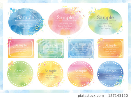 一組 11 個彩色模糊水彩紋理片狀框架 一組 11 個彩色模糊水彩紋理片狀框架 127145130