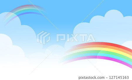 天空和彩虹背景清爽明亮的夏天向量插圖 BG 127145163