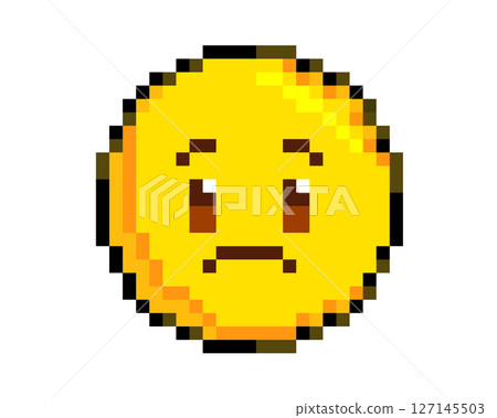 8 bits pixel art yellow angry and sad face flat icon 127145503