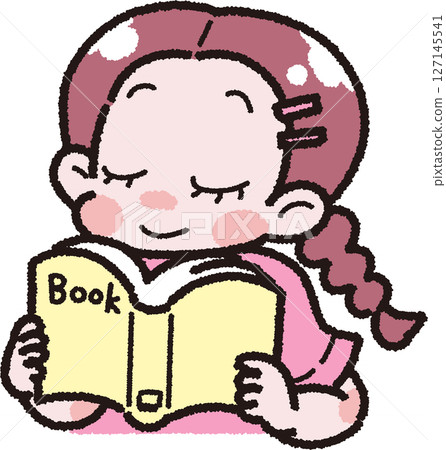 Illustration of a girl reading a book Illustration of a girl reading a book 127145541