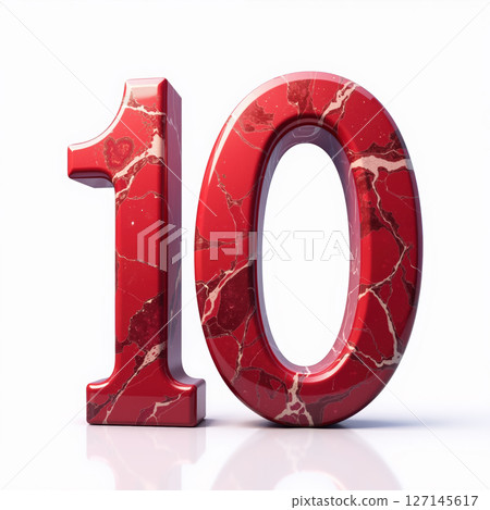 Beautiful red marble number ten. 127145617