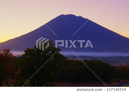 從北海道新雪谷町眺望羊蹄山西麓，背景是清晨的天空 Ver1 127146534