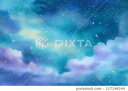 七夕銀河水彩畫（AI 生成圖像） 127146544