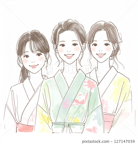 和服女人插圖素材 127147039