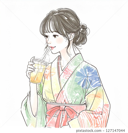 和服女人插圖素材 和服女人插圖素材 127147044