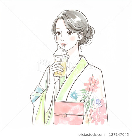 和服女人插圖素材 和服女人插圖素材 127147045