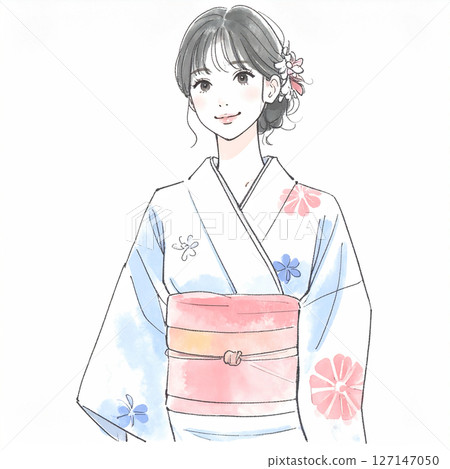 和服女人插圖素材 127147050