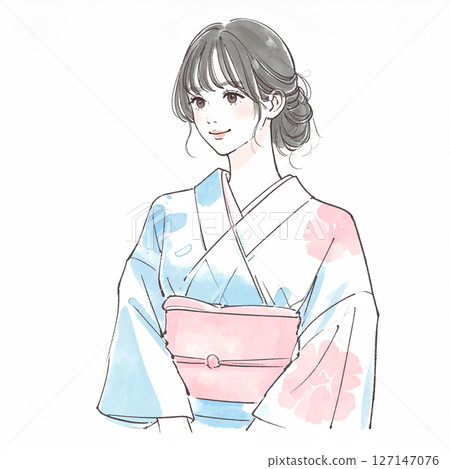 和服女人插圖素材 127147076