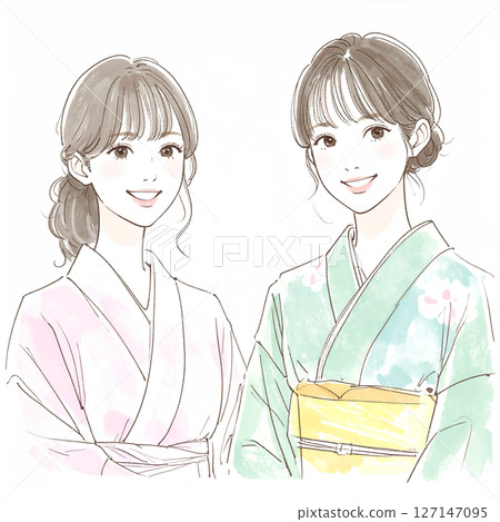 Kimono woman illustration material Kimono woman illustration material 127147095